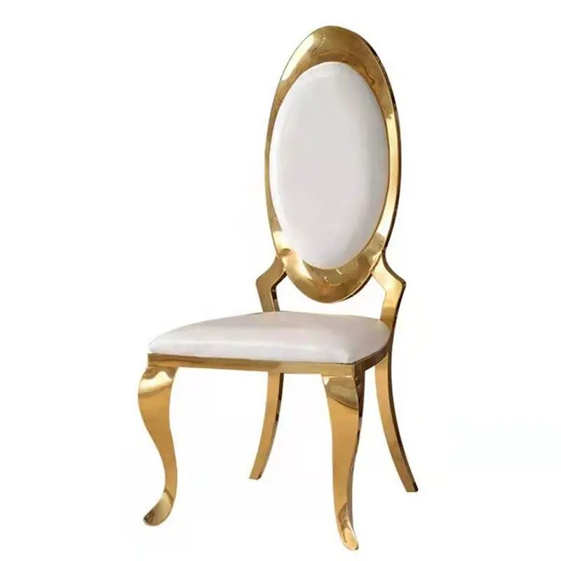 Sillas de comedor de acero inoxidable personalizadas lujo ligero de alta sensación de mesa de comedor silla transfronteriza silla dorada en el Medio Oriente