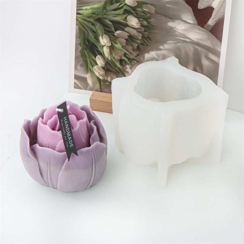 Nueva silicona tulipán cabeza vela molde hecho a mano DIY aromaterapia resina de yeso modelo accesorios fabricante en stock image 4
