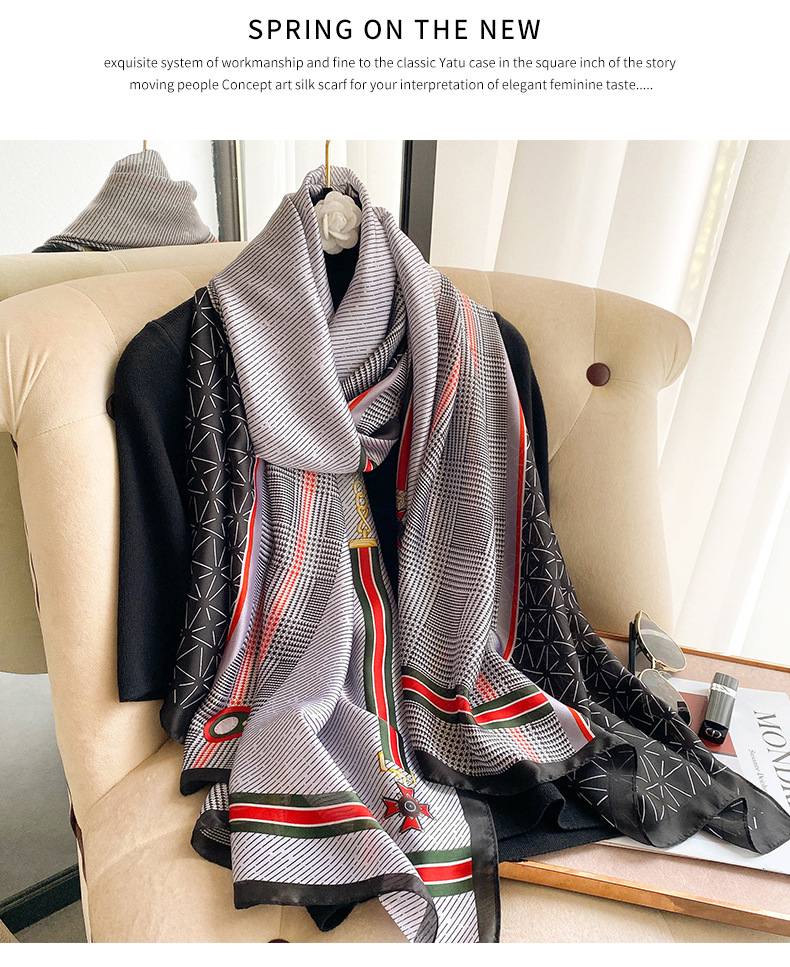 Silk Scarf Women's Spring and Summer Fashion Imitation Silk Travel Versatile Lightweight Air Conditioning Shawl_voghion.com