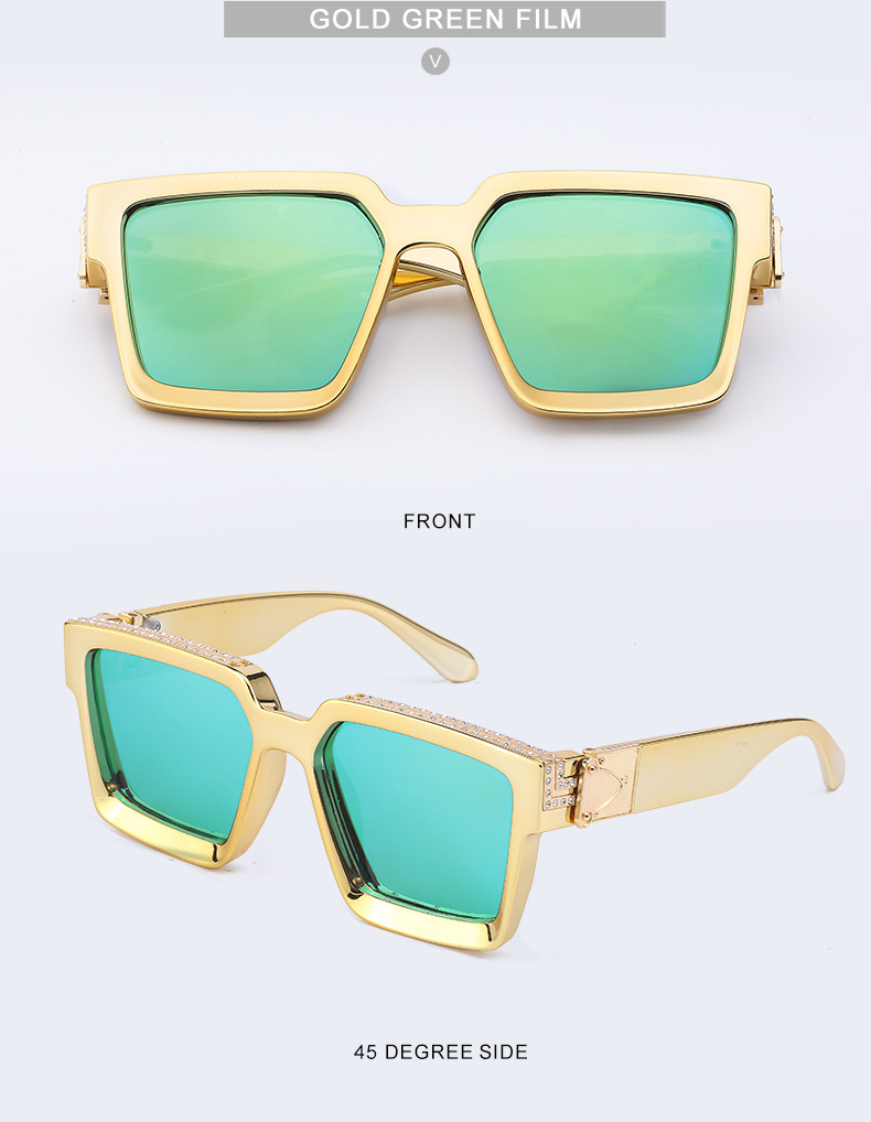 Fashion Diamond Big Square Frame Sunglasses Wholesale Nihaojewelry display picture 3