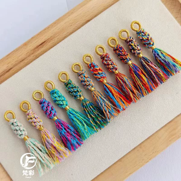 5cm Chinese Style DIY Xizang-Style Loop Weaving Cotton Tassel Accessory Tassel Pendant Keychain Hanging Ornament Tassel