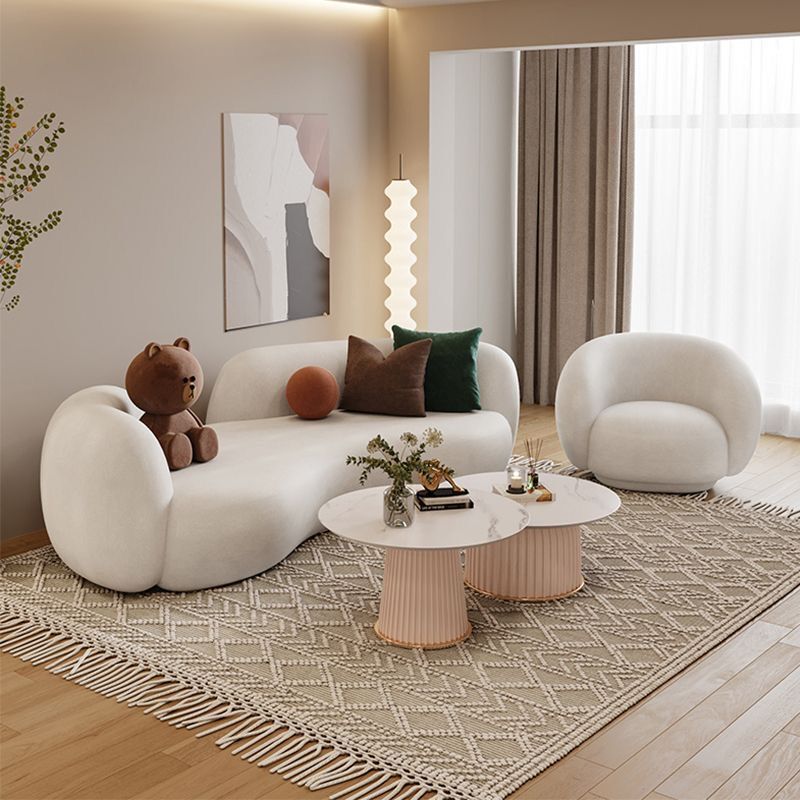 Nordic fabric sofa living room small apartment curved reception online beauty salon special-shaped simple lambswool double