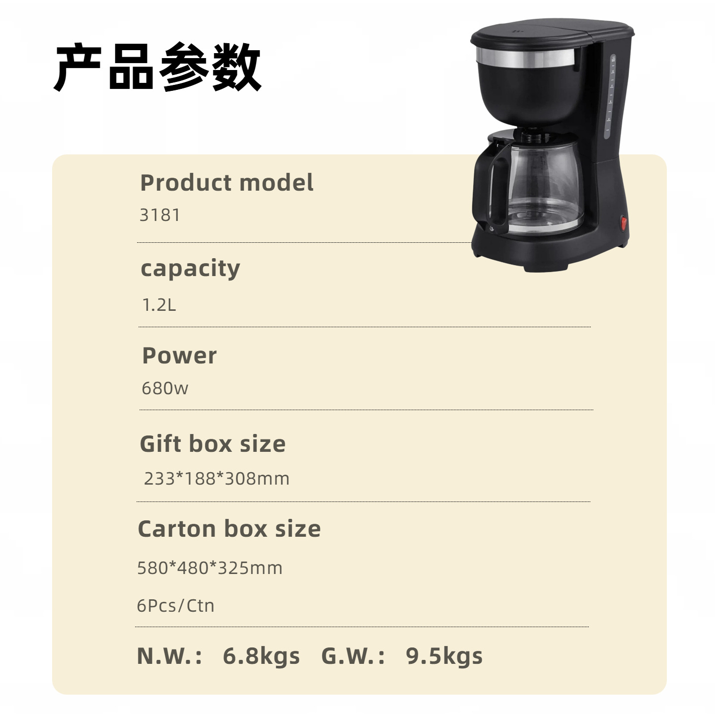 Máquina de café americana 1.2L transfronteriza Europa y Estados Unidos al por mayor cafetera de goteo cafetera de goteo cafetera