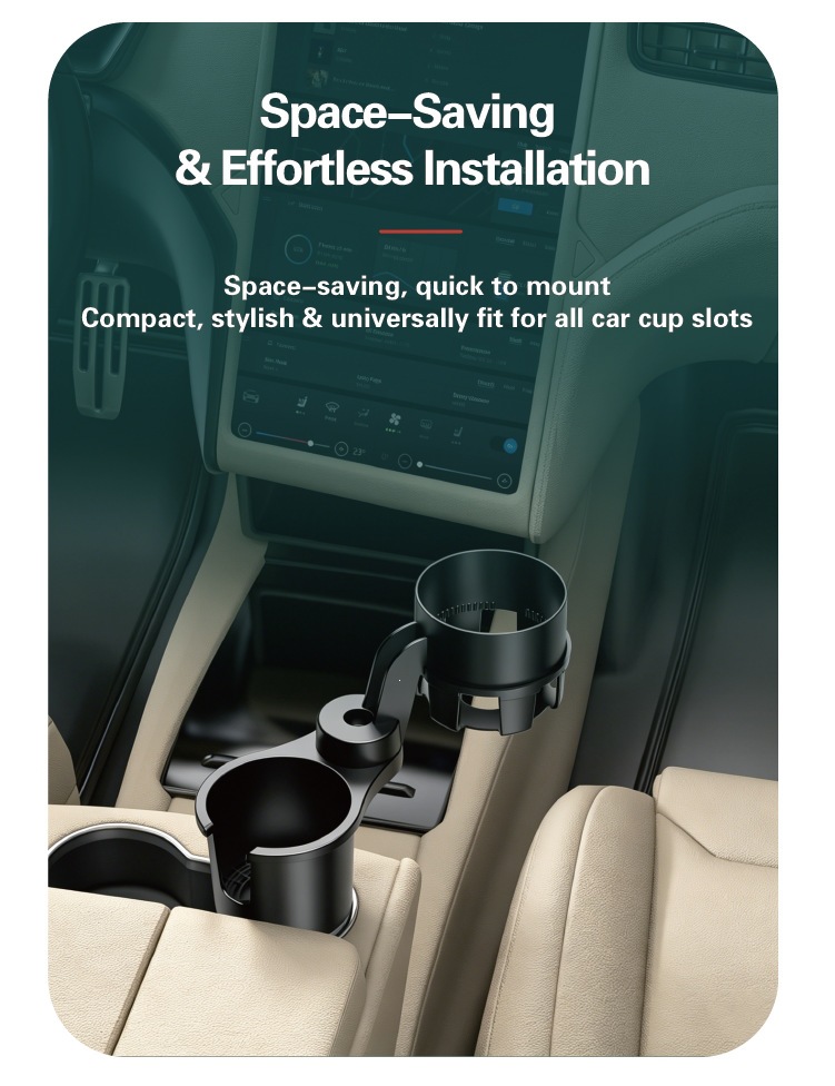 Car-mounted floating small table 360 ° Rotating multifunctional cup holder, dining plate tray, non-slip, wear-resistant, extended arm