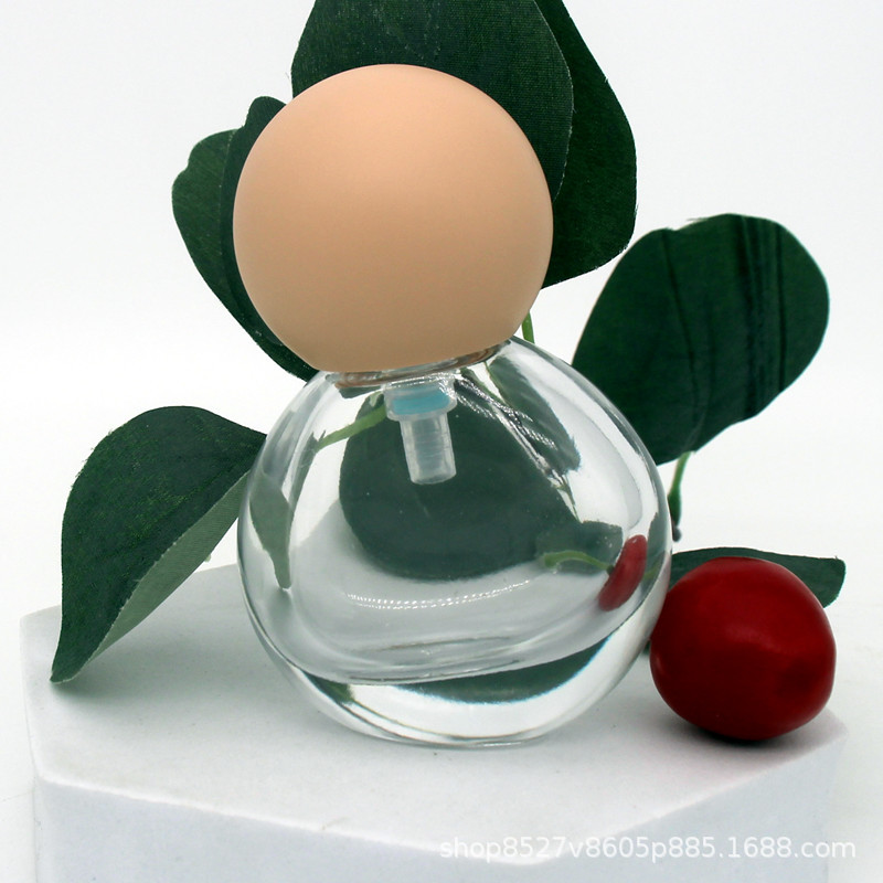 批发新款透明30扁圆球形分装瓶配乒乓球外罩按压泵头歪口粉底液瓶