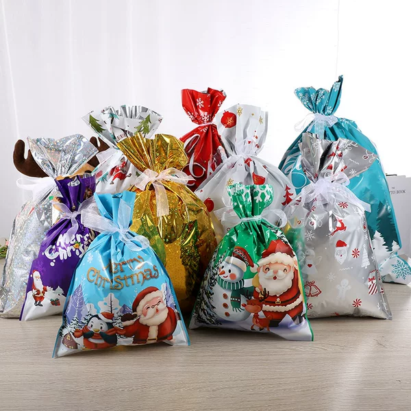 Christmas Gift Bag Cross-Border Amazon Spot Christmas Gift Drawstring Packaging Bag Christmas Tree Decoration Candy Bag