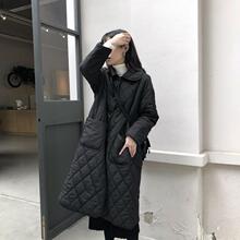 菱格棉服女中长款冬季百搭韩版休闲宽松显瘦气质过膝薄款棉衣外套