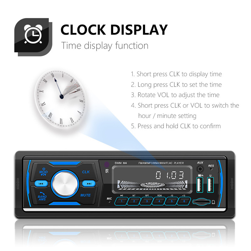 12V Car Dab Antenna Radio Mp3 Player Short Wireless Digital Broadcast Rds Bluetooth Hands-Free Card Insertion