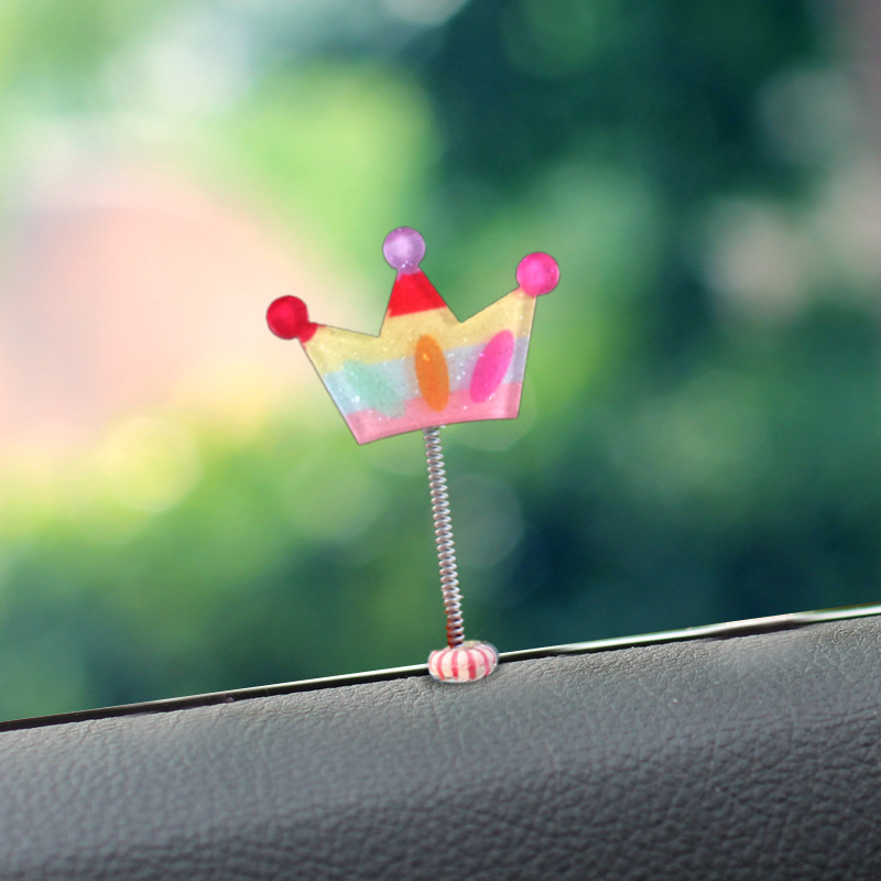 [Transfronterizo] Chica corazón arco iris decoración de coche coche sacudiendo la cabeza amor lindo primavera oscilante decoración de coche