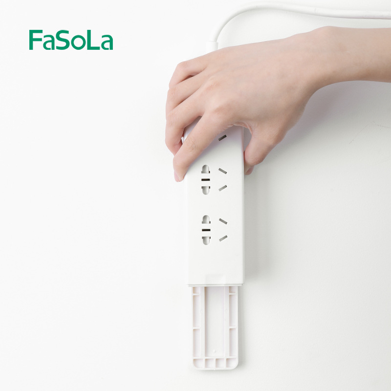 FaSoLa socket holder colgante de pared etiqueta de la pared router de almacenamiento Punch-libre de uñas libre de enchufe de cable organizador