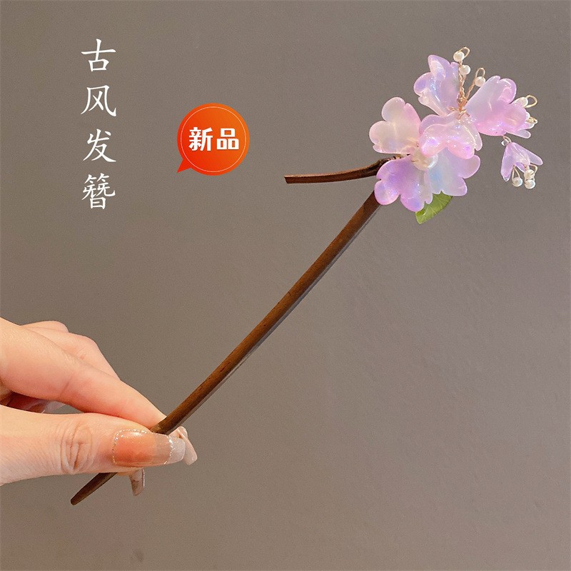 Nueva horquilla de estilo antiguo chino, horquilla de madera femenina, borla, paso a paso, nueva horquilla de estilo chino, horquilla simple