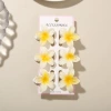 #1 White [6-piece set with card] 4cm Nao inlaid plumeria style