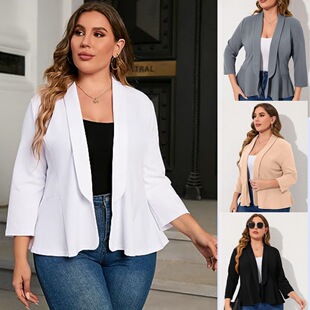 2024 cross-border Amazon WISH foreign trade new lightweight comfortable casual women's plus size ruffled small suit