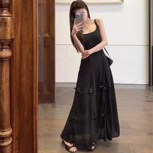 Multi-Sweet Slimming Waist A-Line Tank Top Dress for Women, Tailored with Butterfly Bow Design, Short Length Dress