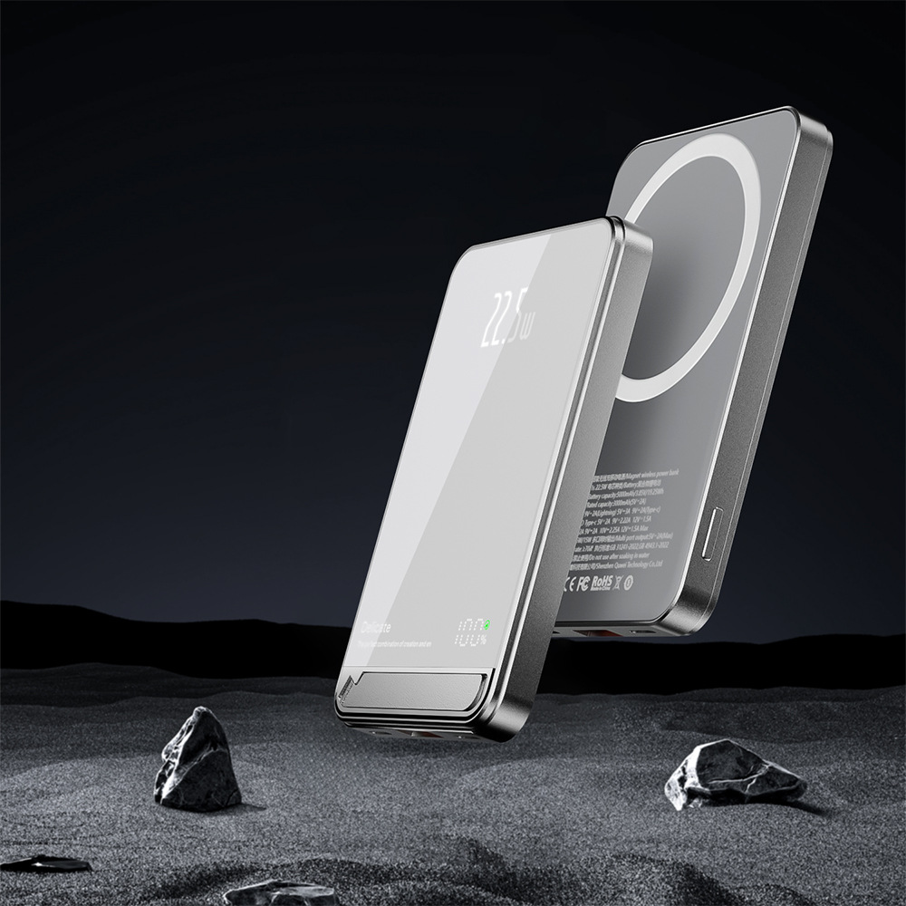 Super delgado adsorbente cargador tesoro 10000mAh súper rápido PD22.5W aleación de aluminio con soporte de alimentación móvil