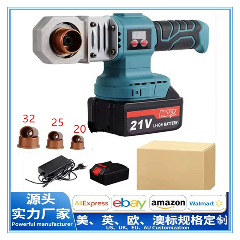 21 В перезаряжаемая литиевая электрическая машина для горячего расплава PPR труба для горячего расплава с регулируемой температурой и цифровым дисплеем, беспроводная машина для горячего расплава, трансграничная