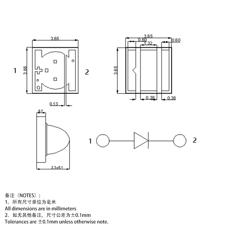 Chaoen XPG2 セラミック 3535 ハイパワー垂直 1-5WLED 白色光ビーズ LED 屋外懐中電灯ビーズ|undefined