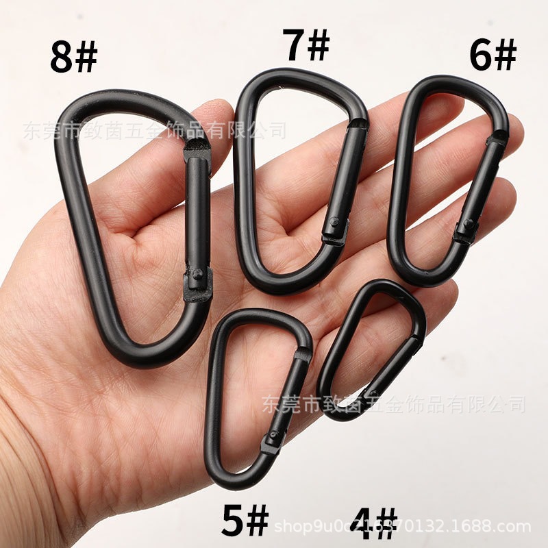 D-Shaped Gourd-Shaped All-Black Aluminum Alloy Carabiner Bluetooth Earphone Case Hook Mini Keychain Accessory