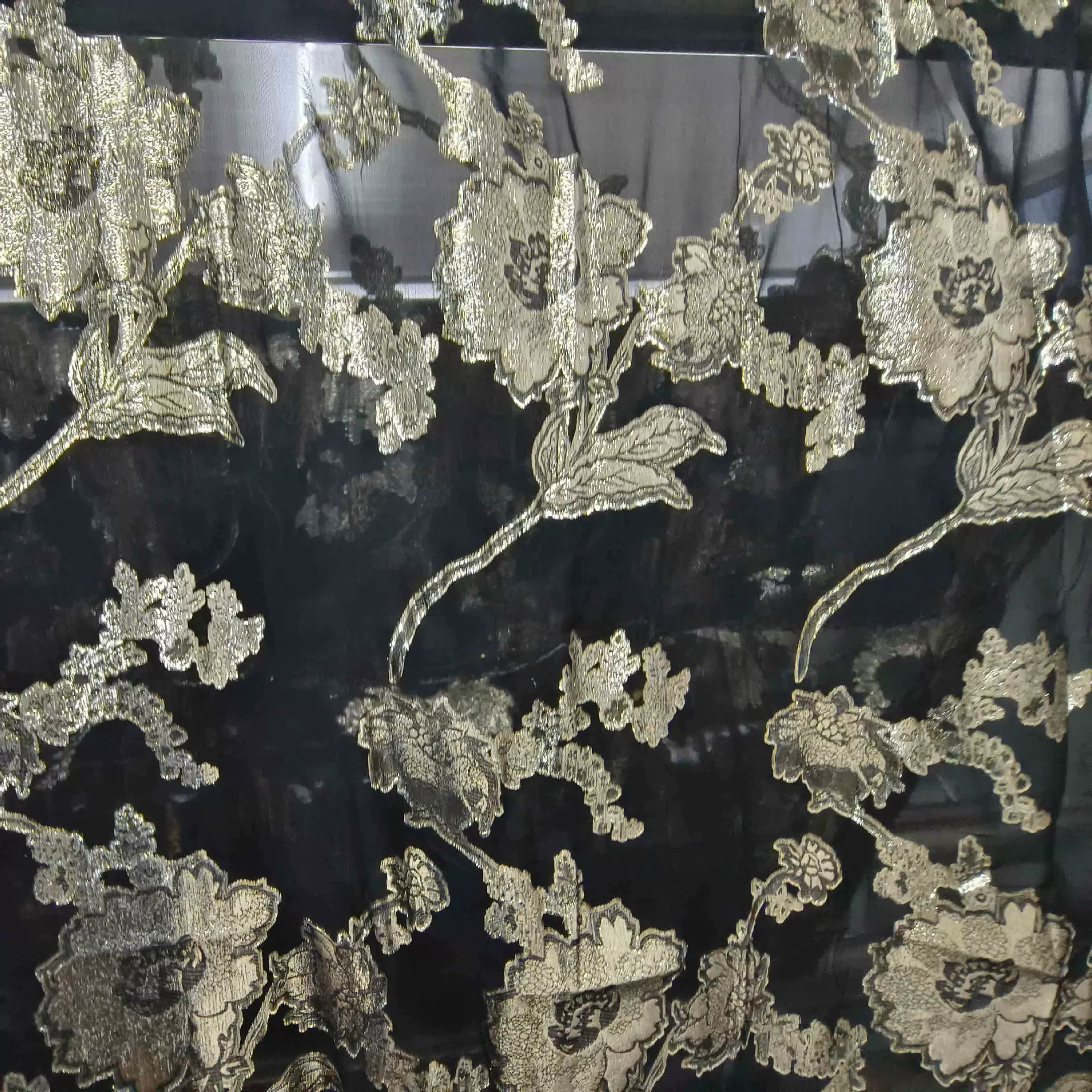 现货真丝金皮剪花狄拉克面料140cm11mm真丝剪花dirac面料真丝剪花