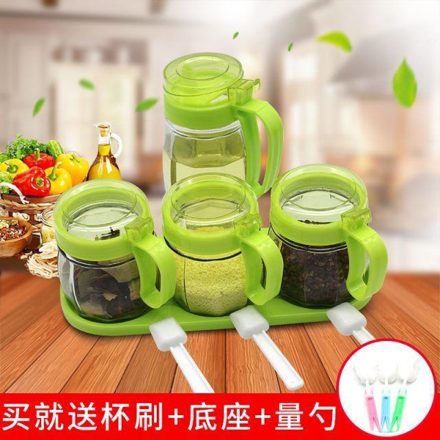 Productos de cocina de almacenamiento botella de aceite de vidrio con condimento botella de almacenamiento con tapa