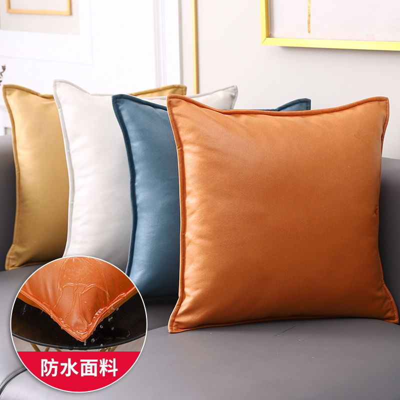 Nordic Technology Cloth Pillow Light Luxury Sofa Living Room Bedside Office Leather Pillow Cushion Orange Pillowcase Wholesale