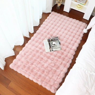 Cream Style Carpet, Bedroom Bedside Blanket, Car Carpet - pink-bubble-velvetencrypted-silicone-bottom-40120cm