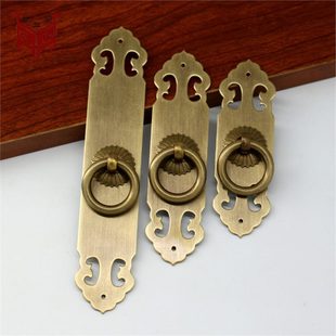 Chinese Classical Furniture Ming and Qing Antique Pure Copper Handles Cabinet Bookcase Cabinet Door Pull Ring Window Retro All-Copper Handle
