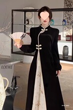 秋冬季大码女装长裙国风少女新中式穿搭改良汉服旗袍气质连衣裙子