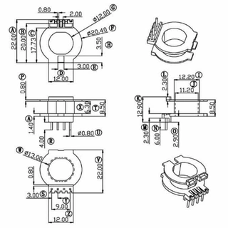 ATQ24变压器骨架电源骨架 ATQ24通信骨架立式4+0脚     2401