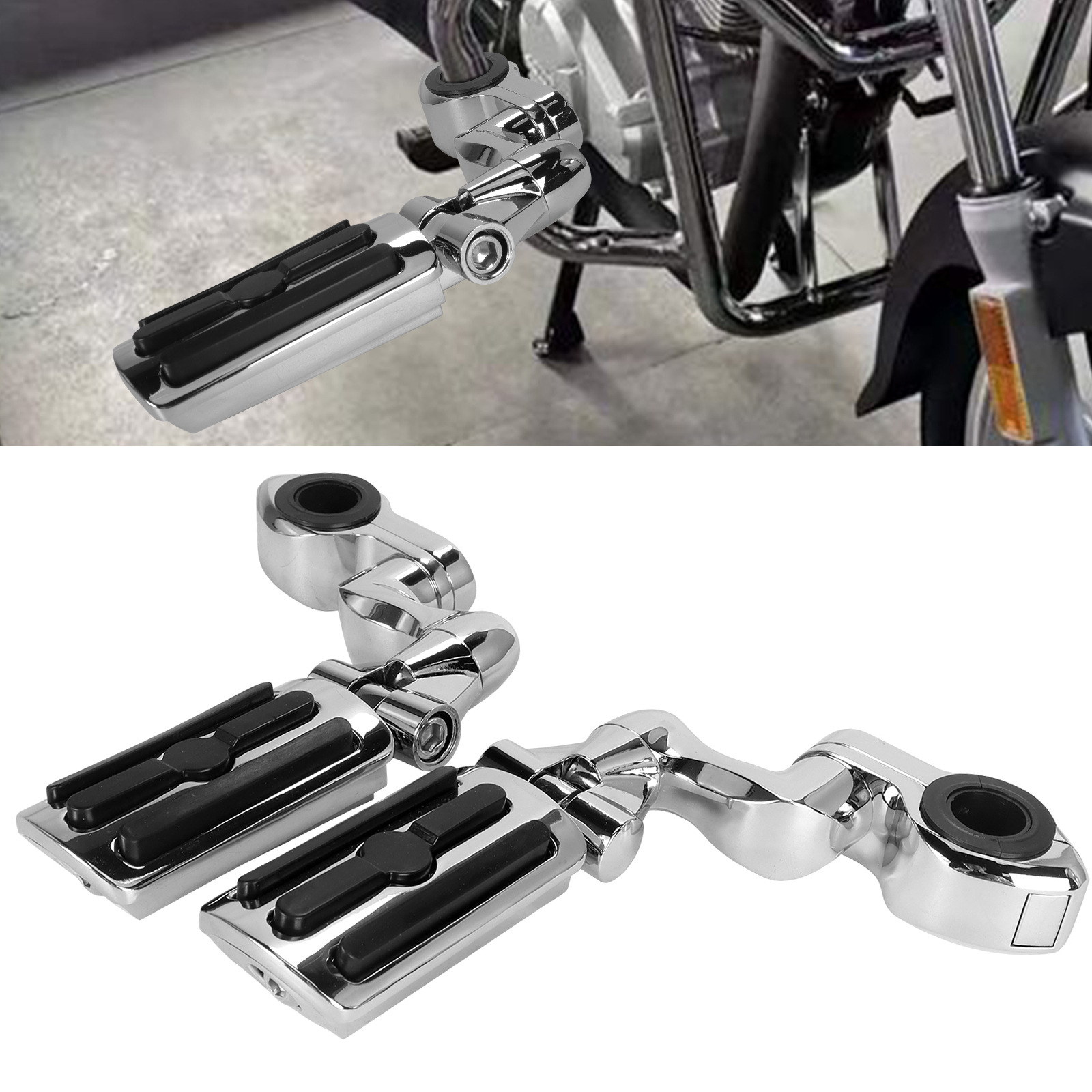 Harley Street Glide Motorcycle Modified Rubber Short Pedal Set Footrest Guard Bar Rest Bracket