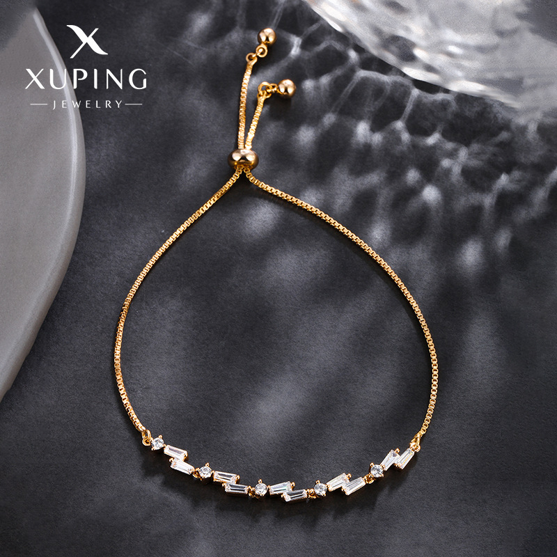 Xuping personalidad simple estirada caja joyas de brazalete de aleación ajustable de oro transfronterizo de 18 quilates mujeres