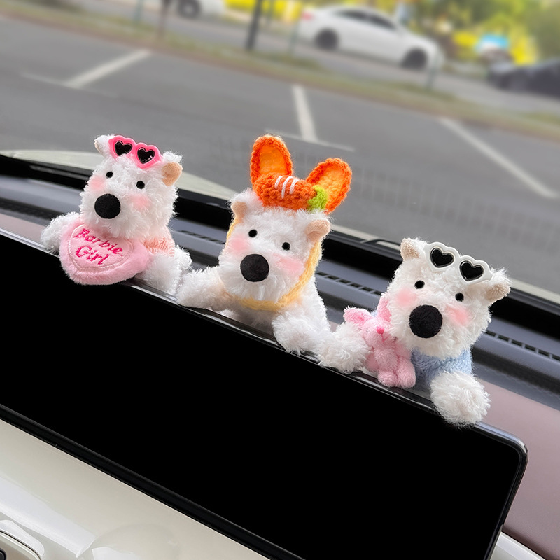 Decoración de coche de West Highland, accesorios de coche, pantalla de control central, muñeca de fiesta, pantalla de visualización de cachorro, linda decoración de pantalla