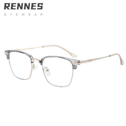  New Korean Retro Men's Business Half-Rim Anti-Blue Light Myopia Glasses Fashion Trendy Flat Sunglasses for Women 9314