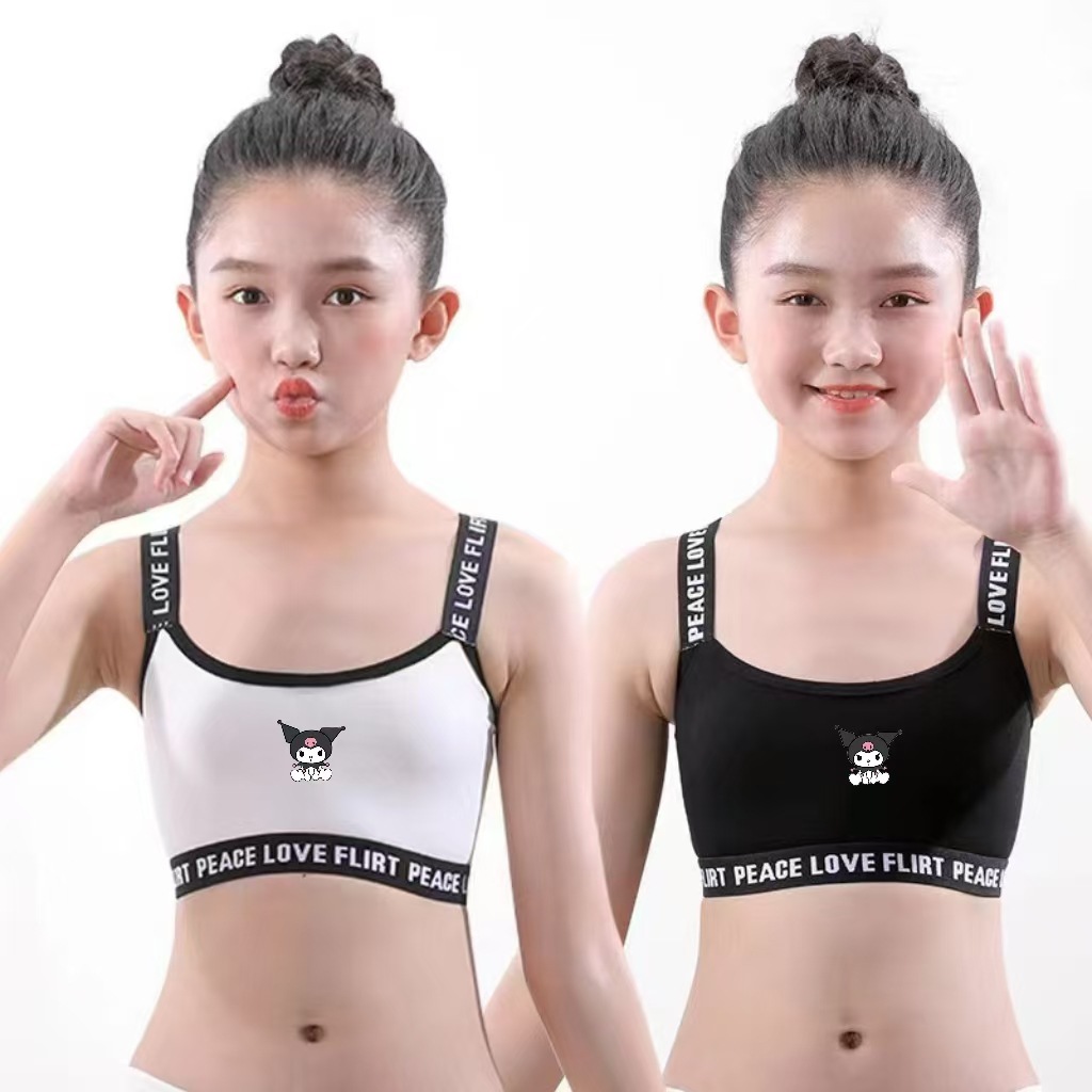 Girls Vest Development Period Letter Sling Sports Underwear Students Girls Breathable Bra Primary School Junior High School Anti-bump