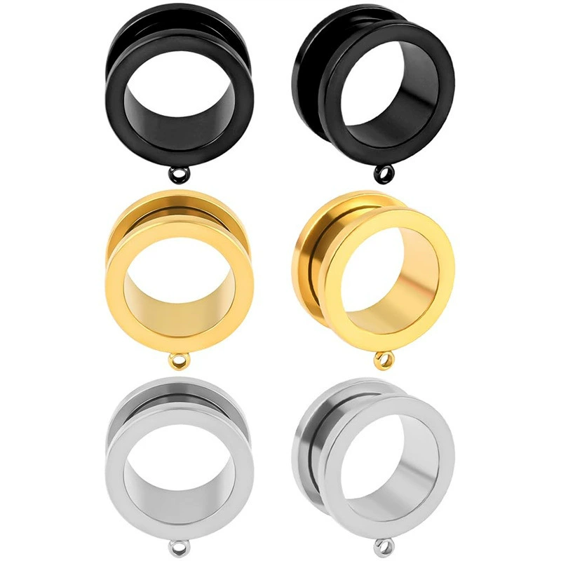 Ушная раковина из нержавеющей стали в вакуумном покрытии основной шкив с круговым расширением уха простой ушной прокол ушей пирсинг ювелирные изделия