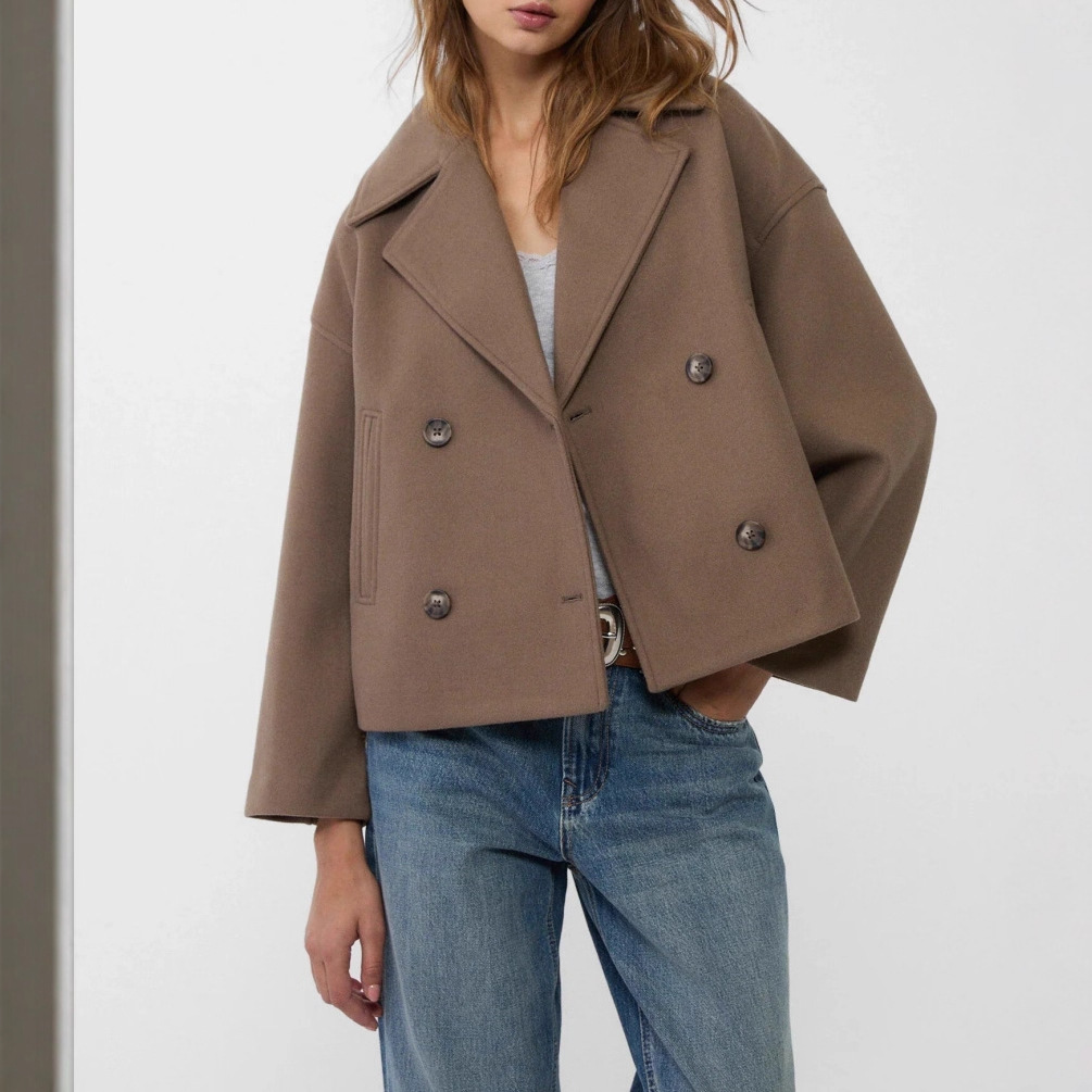 Wool-Blend Double-Breasted Coat – Women’s Oversized Lapel Jacket (Beige/Black/Camel/Navy/Olive/Burgundy, XS-3XL)_voghion.com