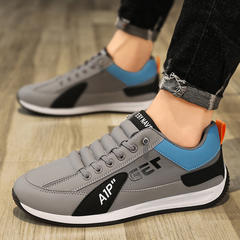 Four Seasons New Low-Top Leather Casual Shoes for Men, Trendy and Fashionable Soft-Soled Sports Shoes, Flat-Soled Slip-Ons