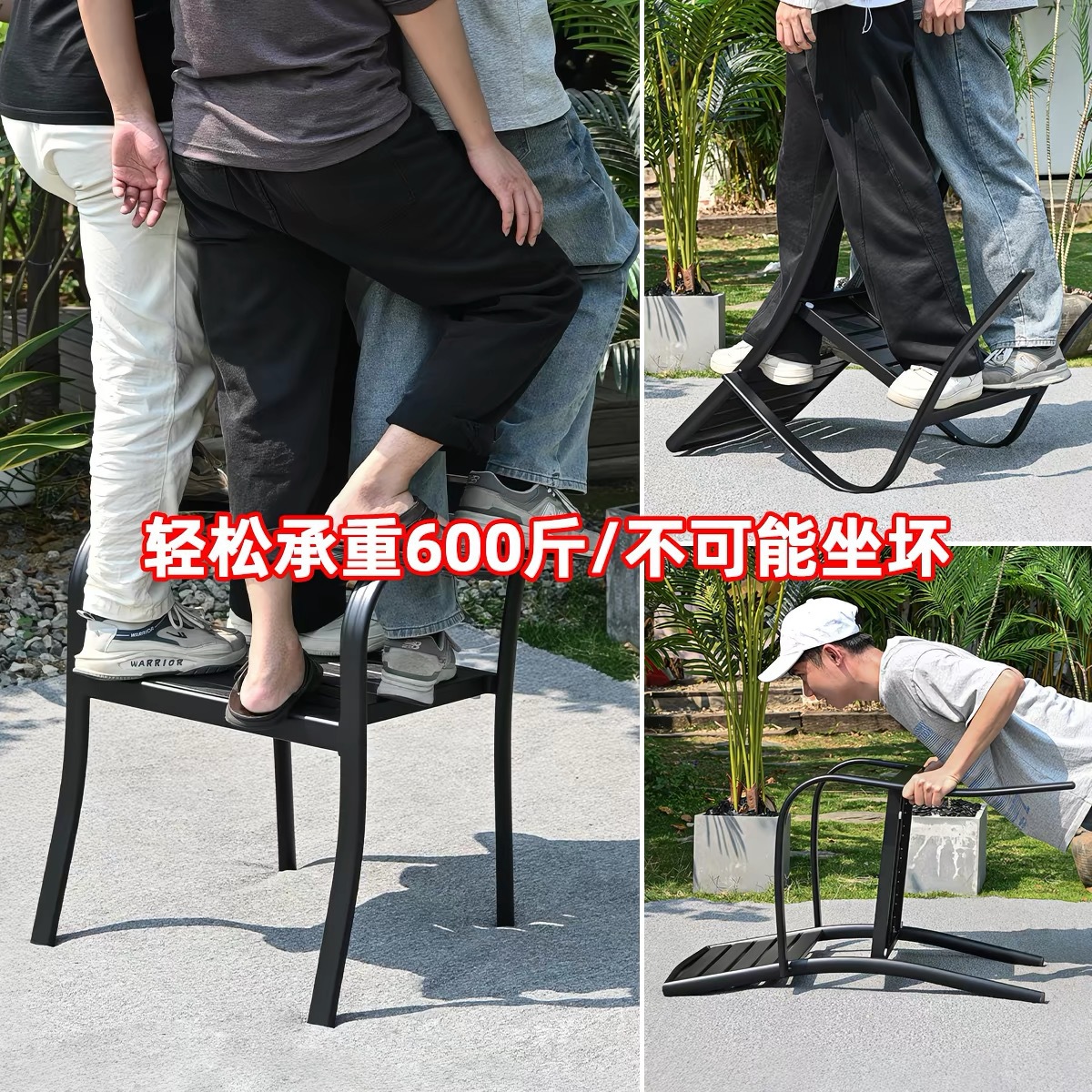 Mesa y sillas al aire libre de madera plástica patio al aire libre Jardín mesa de comedor al aire libre balcón muebles de ocio anti-corrosión café de madera