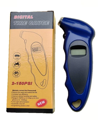 Pressure Mini Tire Pressure Meter – Air pressure gauge/tire pressure gauge - dark-blue-box-with-battery