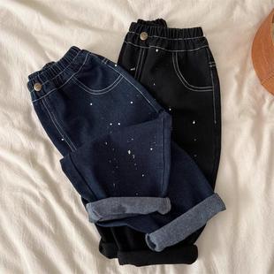 New Kidsren's Pants 2025 Kidsren's Jeans Spring Style Small and Medium-Sized Kidsren's Pants Korean Style Baby Outer Pants with Contrasting Flap Pocket Pantss