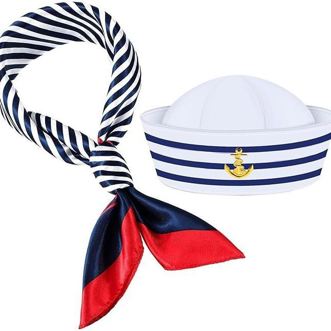 Halloween baile de máscaras capitán marino traje sombrero marino bufandas sombrero capitán gafas de sol sombrero capitán