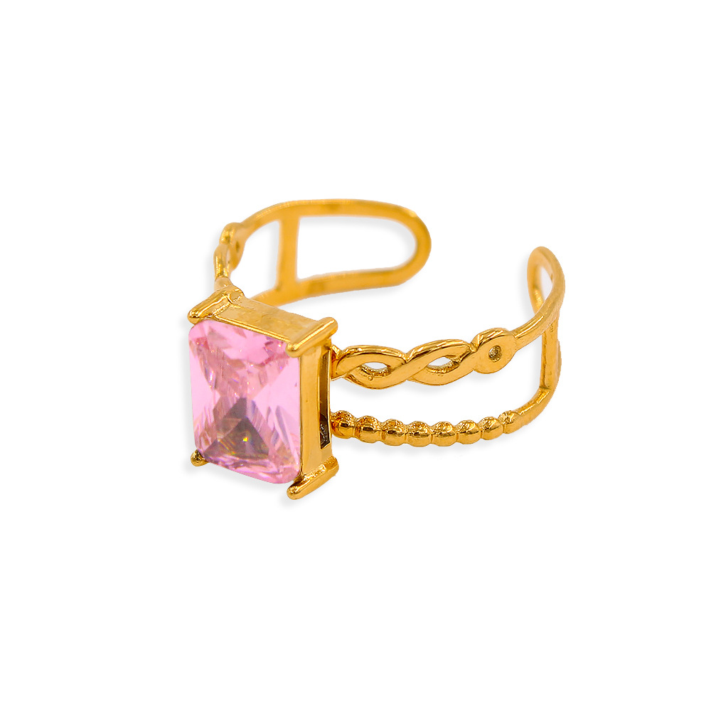 Simple Style Geometric Stainless Steel Plating Zircon Open Ring 1 Piece