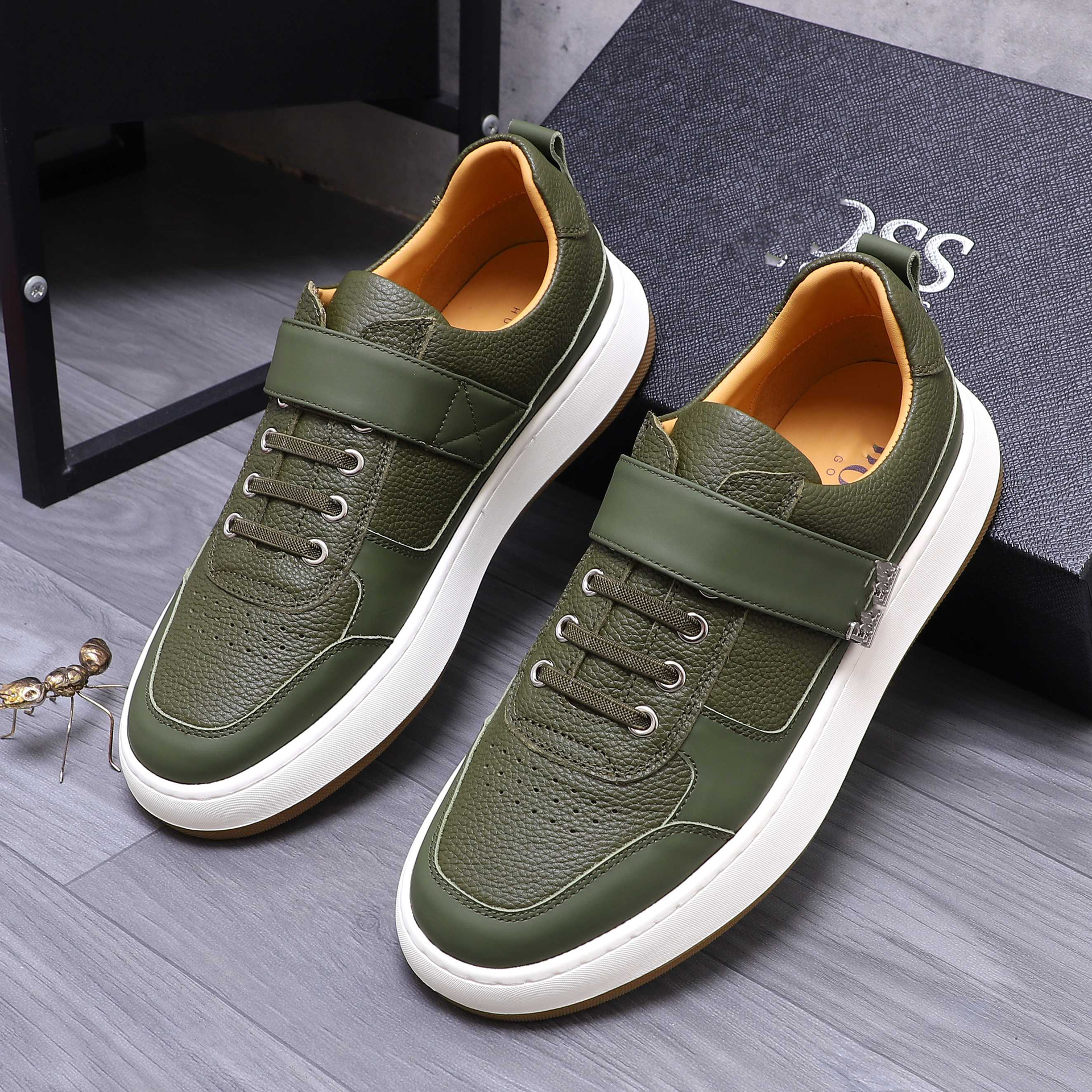 Quality Shoes High-End Trendy Versatile Fashion Men's Shoes Genuine Leather Patchwork Breathable Low-Top Comfortable Casual_vogvips.com