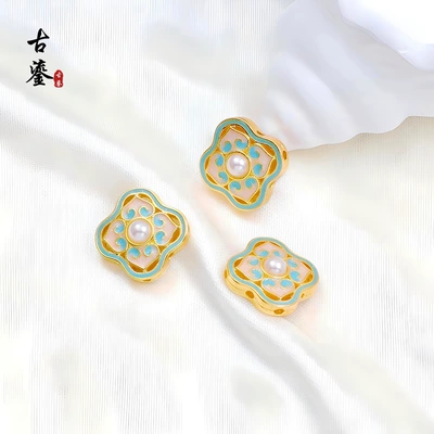 Style Back Cloud Enamel — Zərgərlik ara hissələri - 8sifang-ruyi-lake-blue-175x175x5mm-hole-18mm