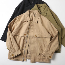 日系懒惰风男装工厂尾货春季复古翻领工装夹克外套男宽松休闲外套