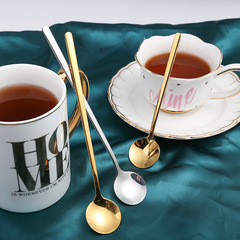 V304 Stainless Steel Coffee Spoon Creative 13cm Dessert Spoon Stirring Spoon Small Round Spoon Titanium Small Spoon Souvenir