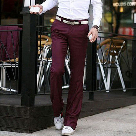 Korean Style Slim Fit Non-Iron Flared Dress Pants for Men Business Straight Wide-Leg Suit Pants Fashion Versatile Casual Men's Pants