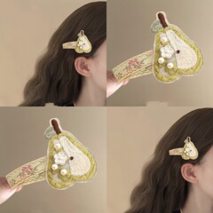 韓国のかわいいリンゴと梨のヘアピン女性用 2025 新しいハイエンド甘いサイドクリップヘッドバンド前髪クリップ額