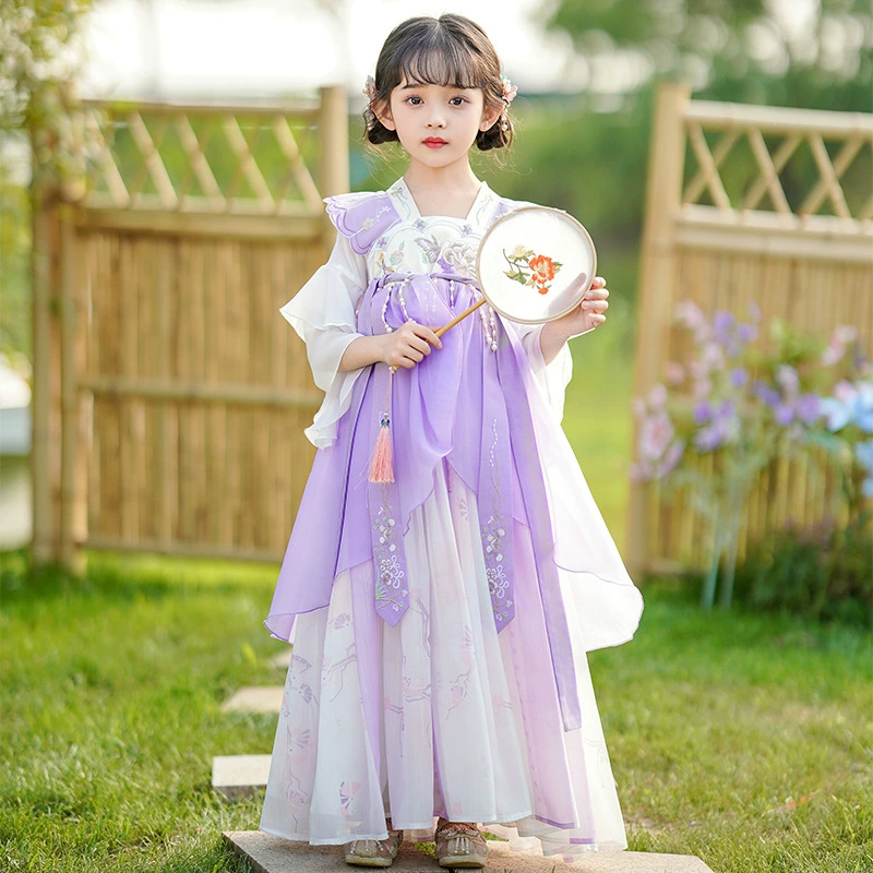 Детское платье Hanfu для девочек летом 2024 новый супер-фея костюм Tang платье платье принцессы в китайском стиле