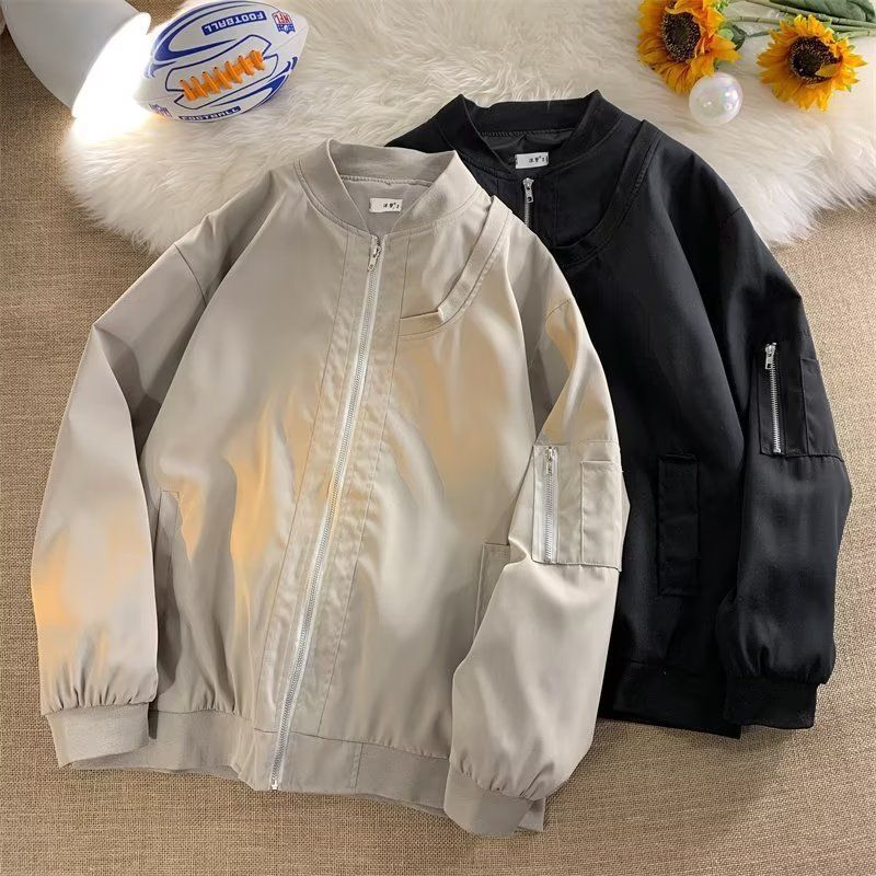 美式复古飞行员春秋外套男款复古风潮牌韩版宽松棒球服夹克